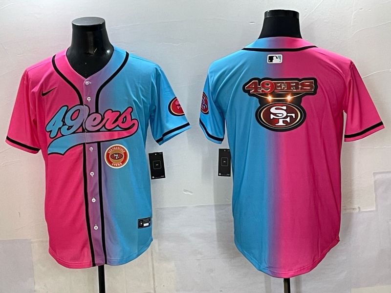 Men 2025 San Francisco 49ers Blank Blue pink Nike Limited NFL Jersey style 028
